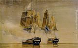 French Canvas Paintings - Action between HMS Amethyst and the French frigate Thetis